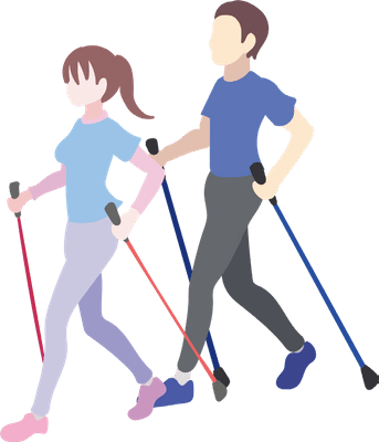 ノルディックウォークしてる人のイラスト
