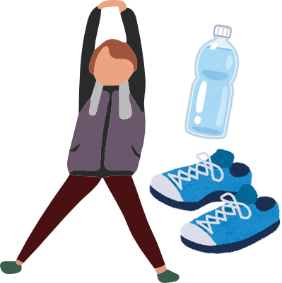 運動してる人、ペットボトル、シューズのイラスト