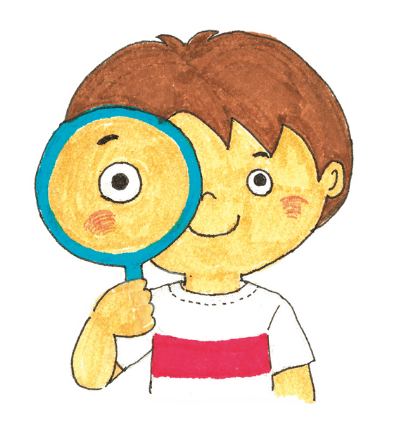 子供が虫眼鏡から見てるイラスト